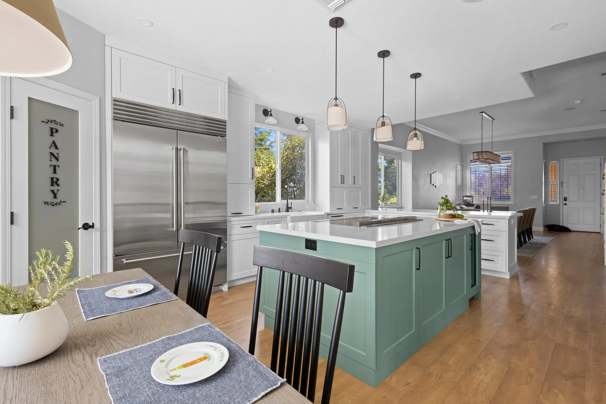 White Shaker Kitchen with Sage Island by PrimeSpec Construction — photo 6 of 16