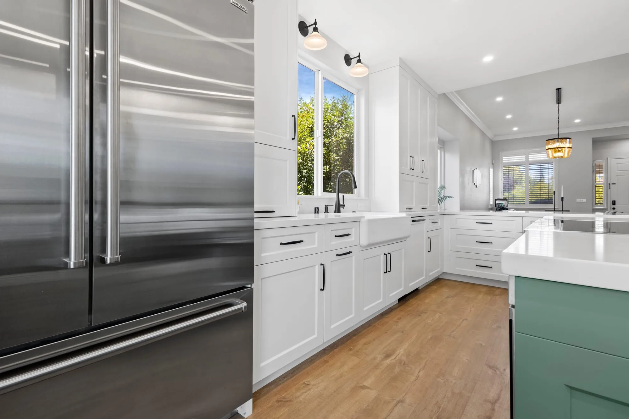 White Shaker Kitchen with Sage Island by PrimeSpec Construction — photo 13 of 16