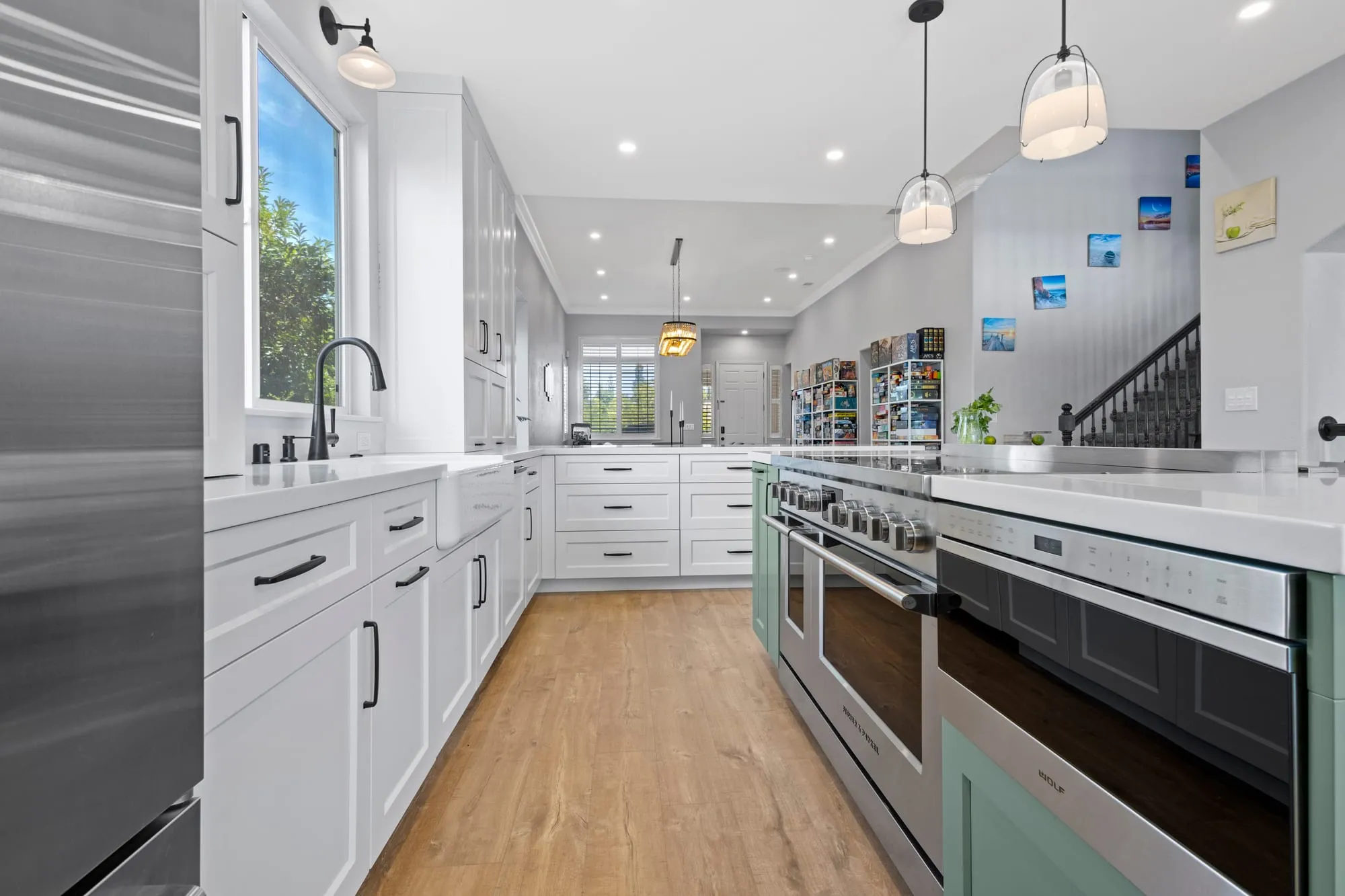 White Shaker Kitchen with Sage Island by PrimeSpec Construction — photo 5 of 16