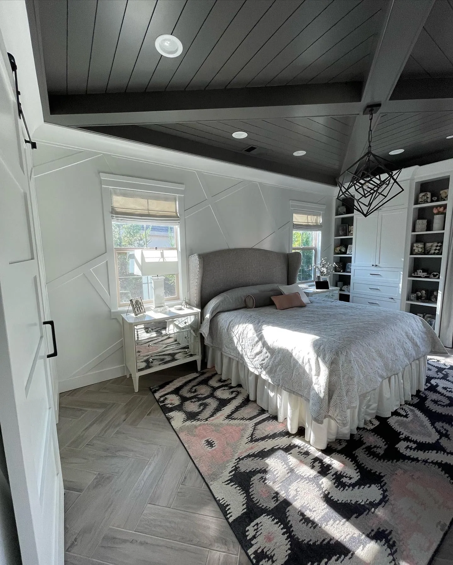 Bedroom with Dark Shiplap Ceiling by PrimeSpec Construction — photo 2 of 5