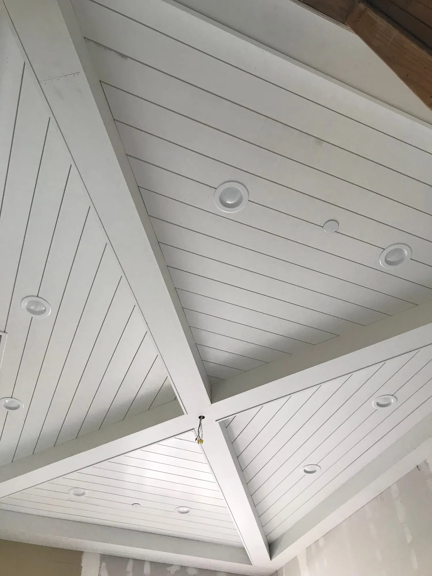 Shiplap Ceiling with X-Beams by PrimeSpec Construction — photo 2 of 2