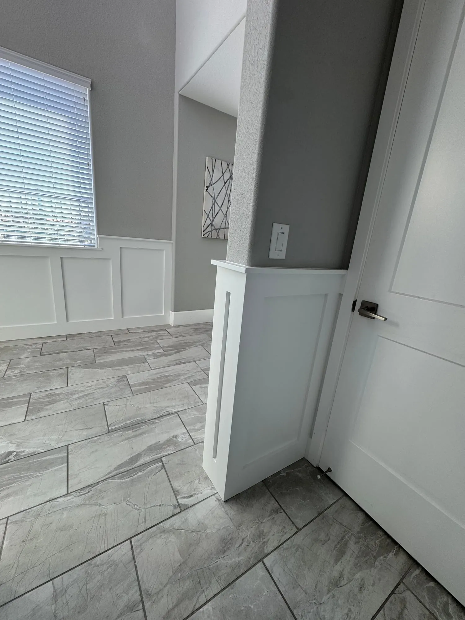 Board & Batten Entry with Beamed Ceiling by PrimeSpec Construction — photo 2 of 5